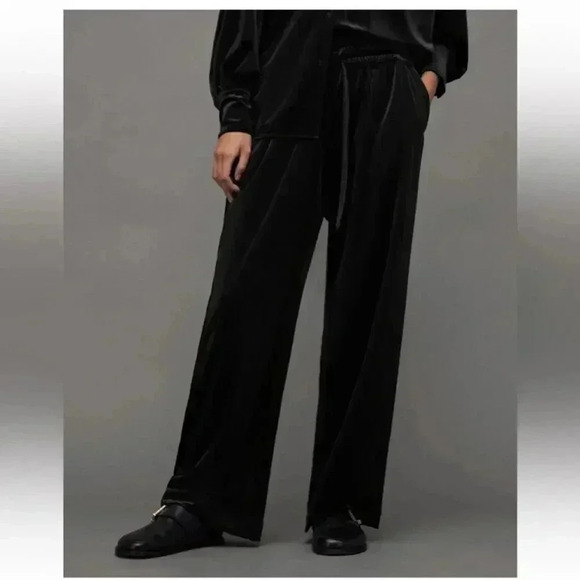 NWT All Saints Tyler Velvet Wide Leg Trouser Pants size 6 - Picture 1 of 12